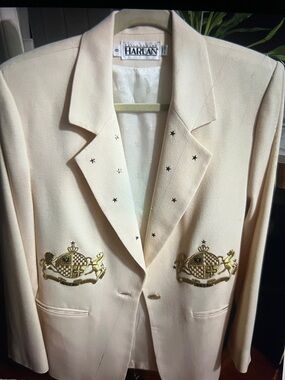 Harlan Cream Blazer with Gold Crest Embroidery